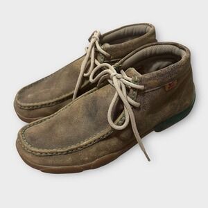 Twisted X Driving Moccasin Chukka Boot Shoes Men's 8 Brown Leather Lace Up